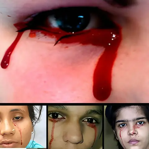 عيون تنزف دموعاً من دم
